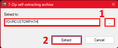 Screenshot of 7zip Dialog